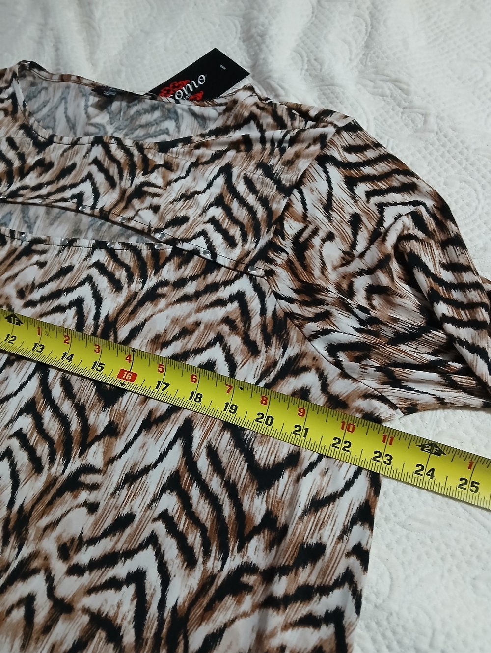Cocomo 2x Animal Print Brown BlackTiger Liquid knit Open Top peek A boo Neckline - Picture 2 of 9